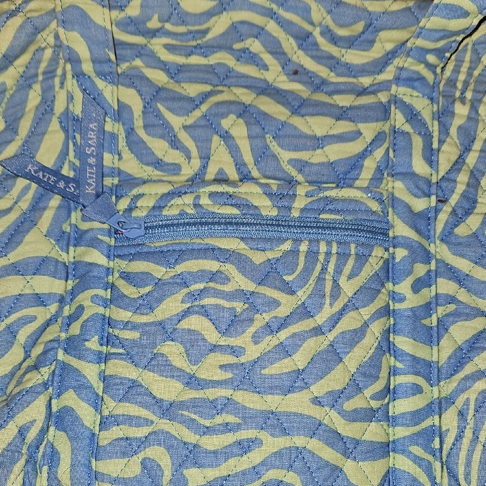 Kate & Sara Blue and Yellow Zebra Print Bag